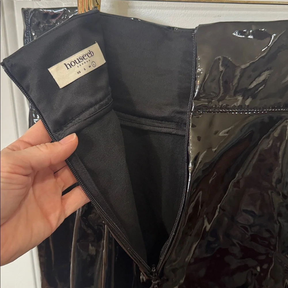 HOUSE OF CB LONDON HARMONY HIGH WAISTED PATRNT VINYL PANTS LARGE - Picture 11 of 16